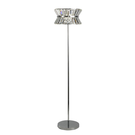 Uptown 3Lt Floor Lamp - Chrome Metal & Clear Crystal