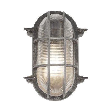 Bulkhead Outdoor Light Oval - Black Silver Aluminium, IP44