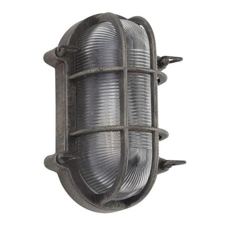 Bulkhead Outdoor Light Oval - Black Silver Aluminium, IP44
