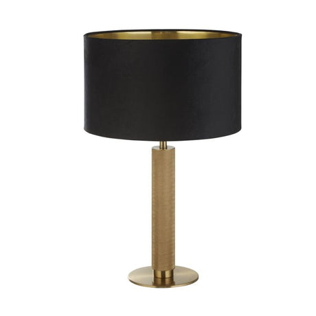 London Table Lamp - Knurled Brass & Black Velvet Shade