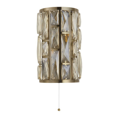Bijou 2Lt Wall Light - Antique Brass Metal & Champagne Glass