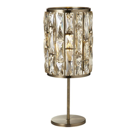 Bijou Table Lamp - Antique Brass Metal & Champagne Glass