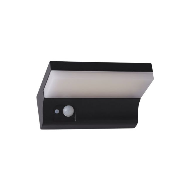 Solar Outdoor Wall Light - Black Metal & White Polycarbonate F
