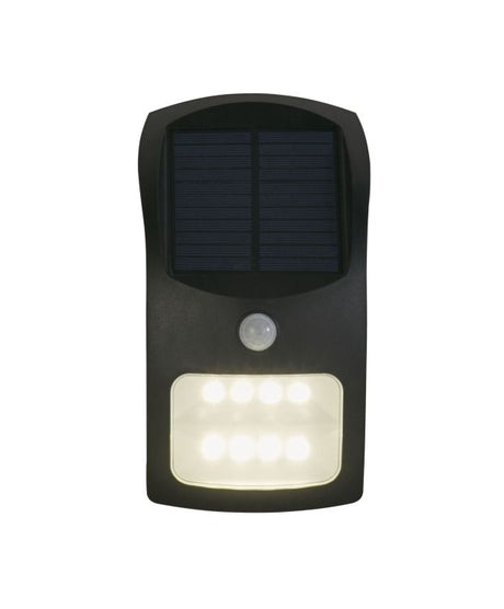 Solar Outdoor Wall Light - Black Metal & White Polycarbonate C