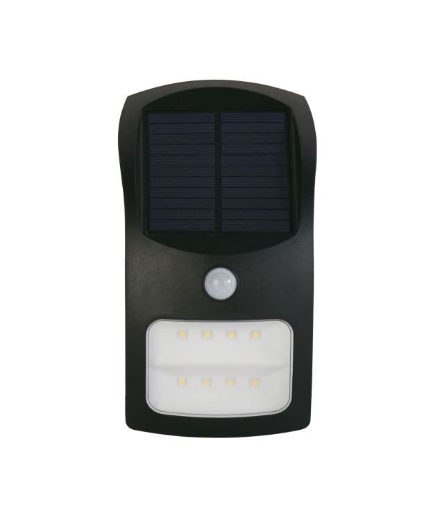 Solar Outdoor Wall Light - Black Metal & White Polycarbonate C