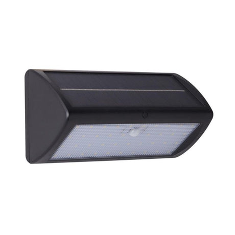 Solar Outdoor Wall Light - Black Metal & White Polycarbonate A