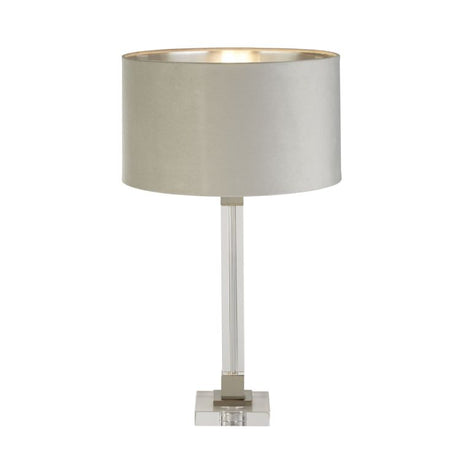 Scarborough Table Lamp - Crystal, Satin Nickel & Grey Velvet