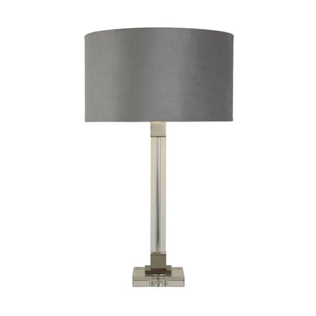 Scarborough Table Lamp - Crystal, Satin Nickel & Grey Velvet