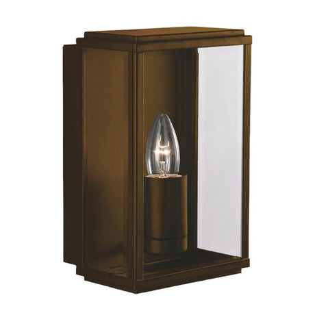 Box Outdoor Wall & Porch Light - Rustic Brown & Glass