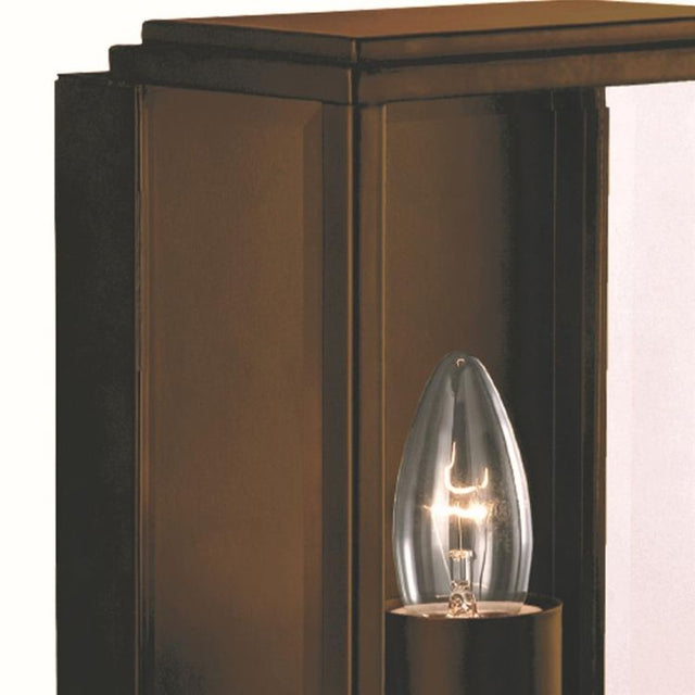 Box Outdoor Wall & Porch Light - Rustic Brown & Glass