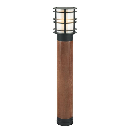 Stockholm Large Bollard Stained Wood & Black - Comet Lighting
