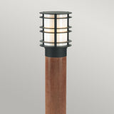 Stockholm Large Bollard Stained Wood & Black - Comet Lighting