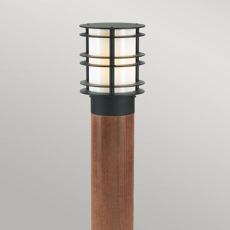 Stockholm Large Bollard Stained Wood & Black - Comet Lighting