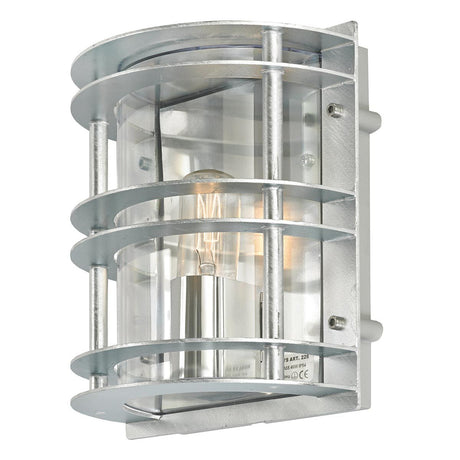 Stockholm 1 Light Flush Light - Galvanised With Clear Glass - Comet Lighting