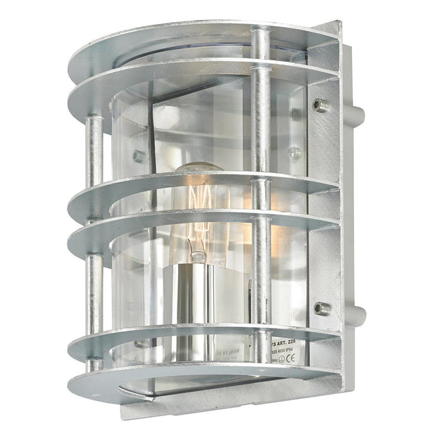 Stockholm 1 Light Flush Light - Galvanised With Clear Glass - Comet Lighting