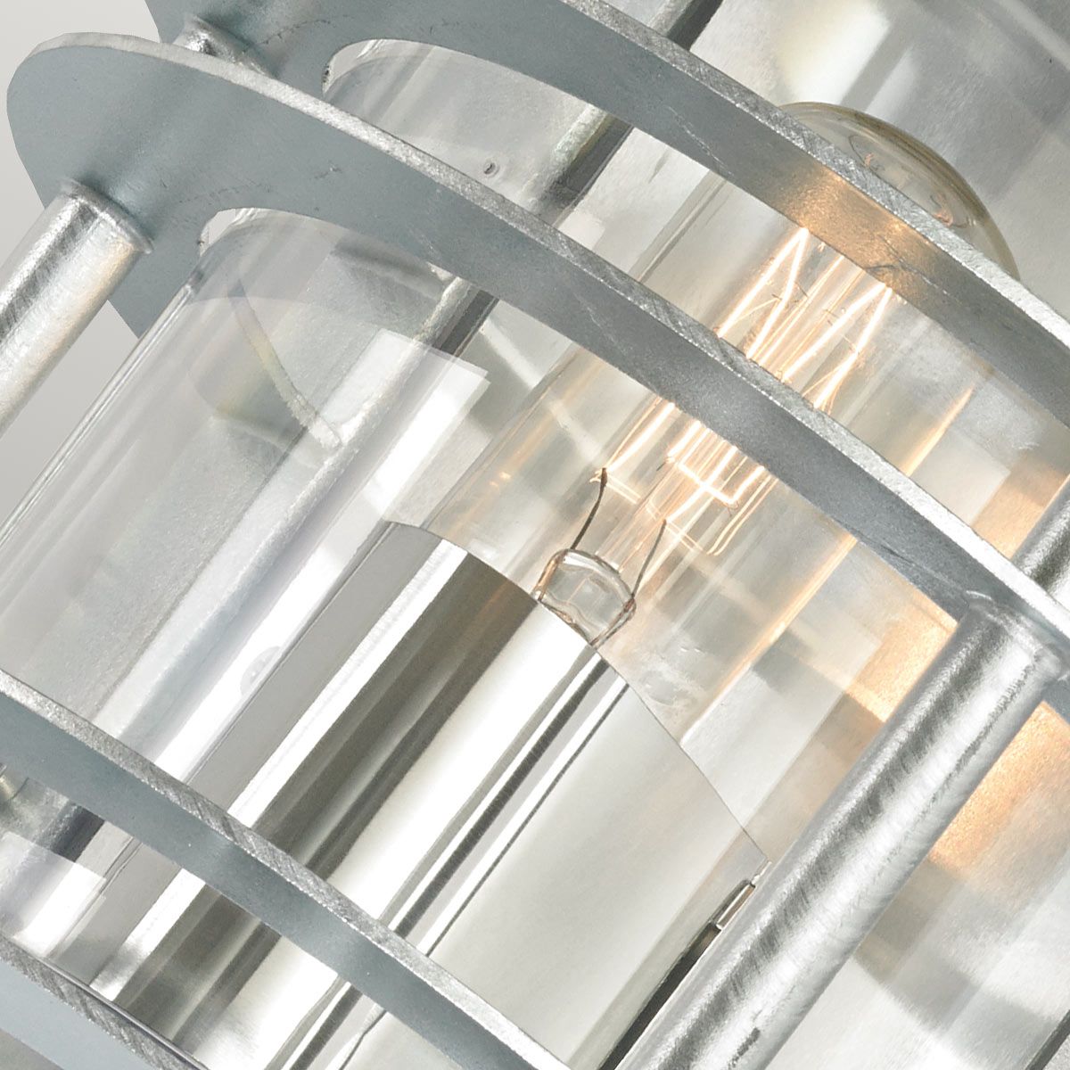 Stockholm 1 Light Flush Light - Galvanised With Clear Glass - Comet Lighting