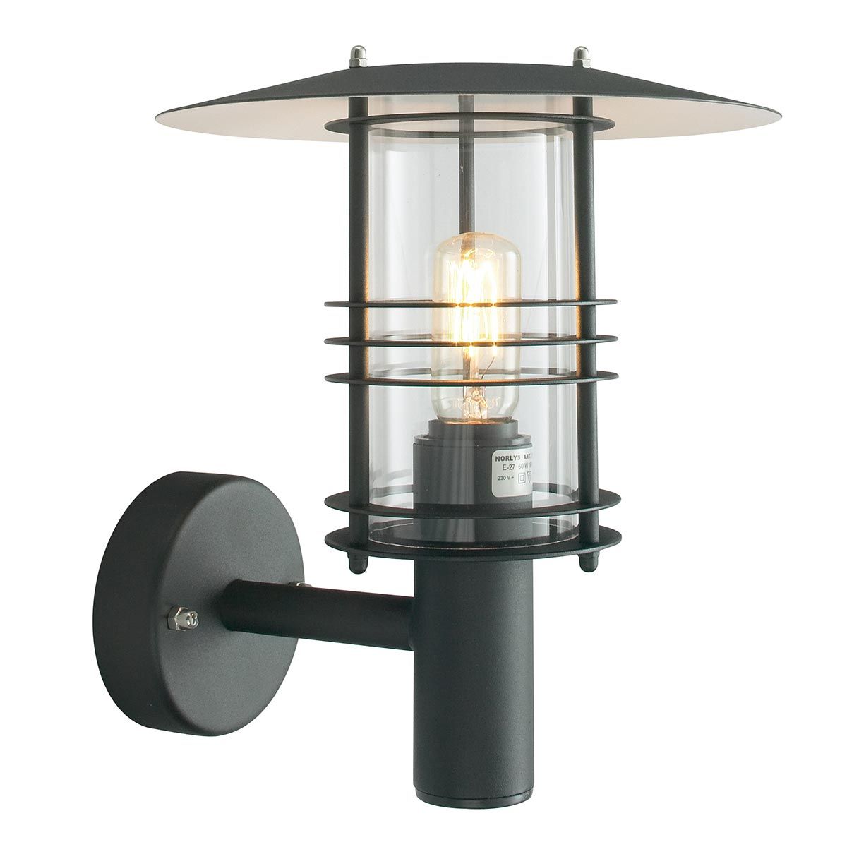 Stockholm 1 Light Wall Lantern - Black - Comet Lighting
