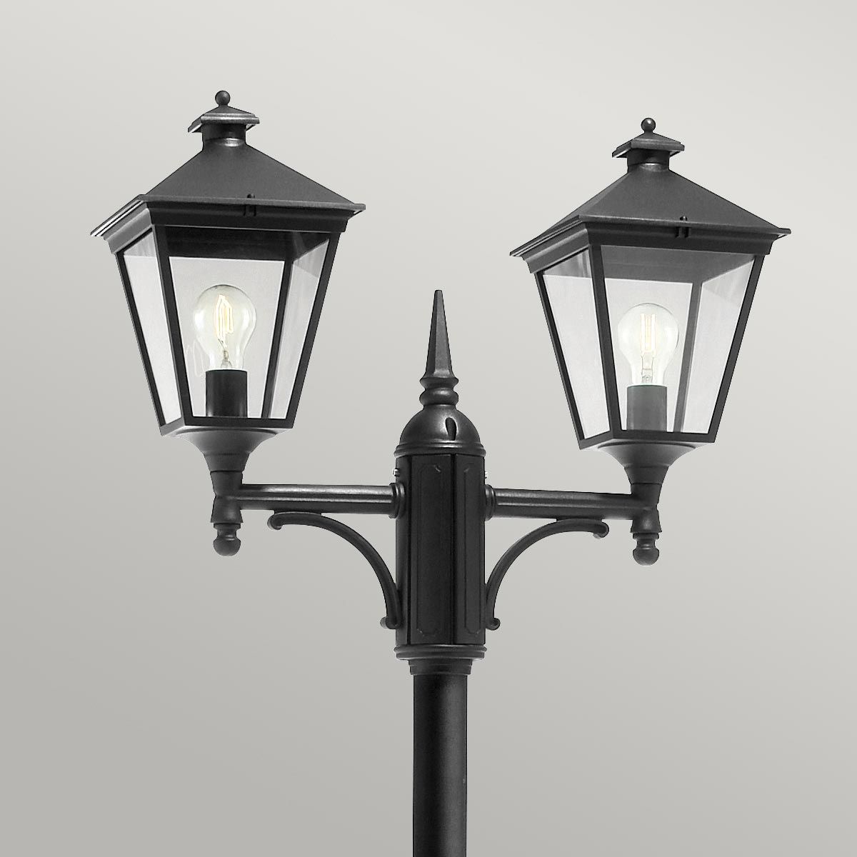 Turin 2 Light Twin Lamp Post - Black - Comet Lighting
