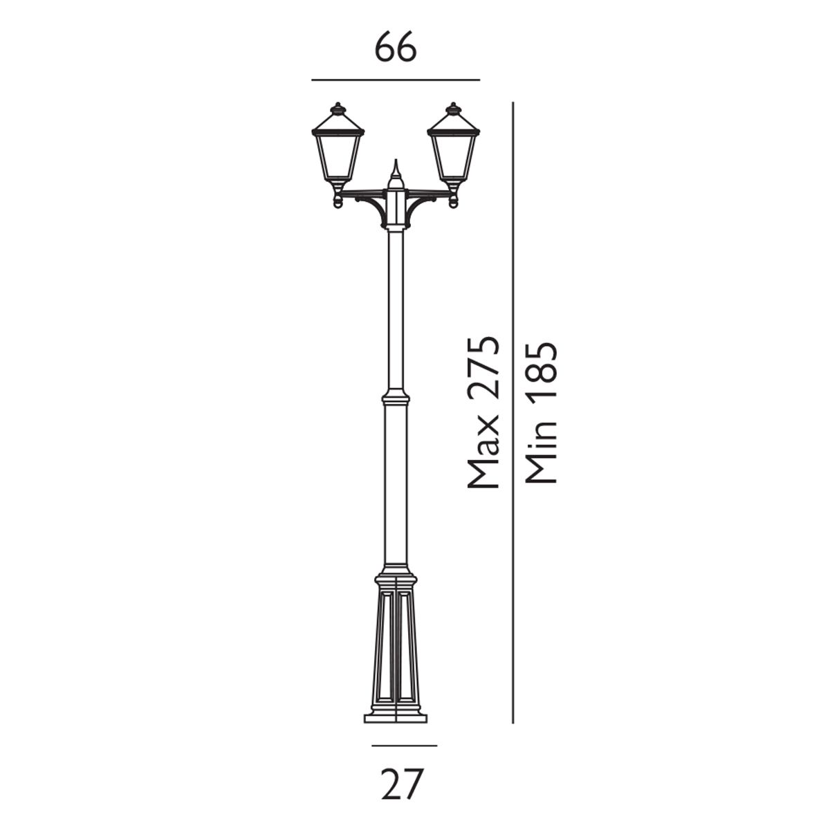 Turin 2 Light Twin Lamp Post - Black - Comet Lighting