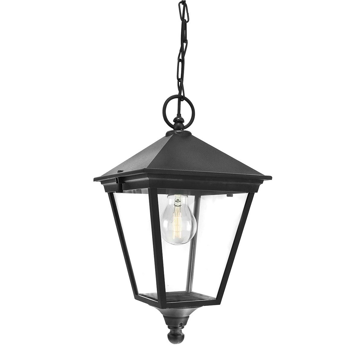 Turin 1 Light Chain Lantern - Black - Comet Lighting