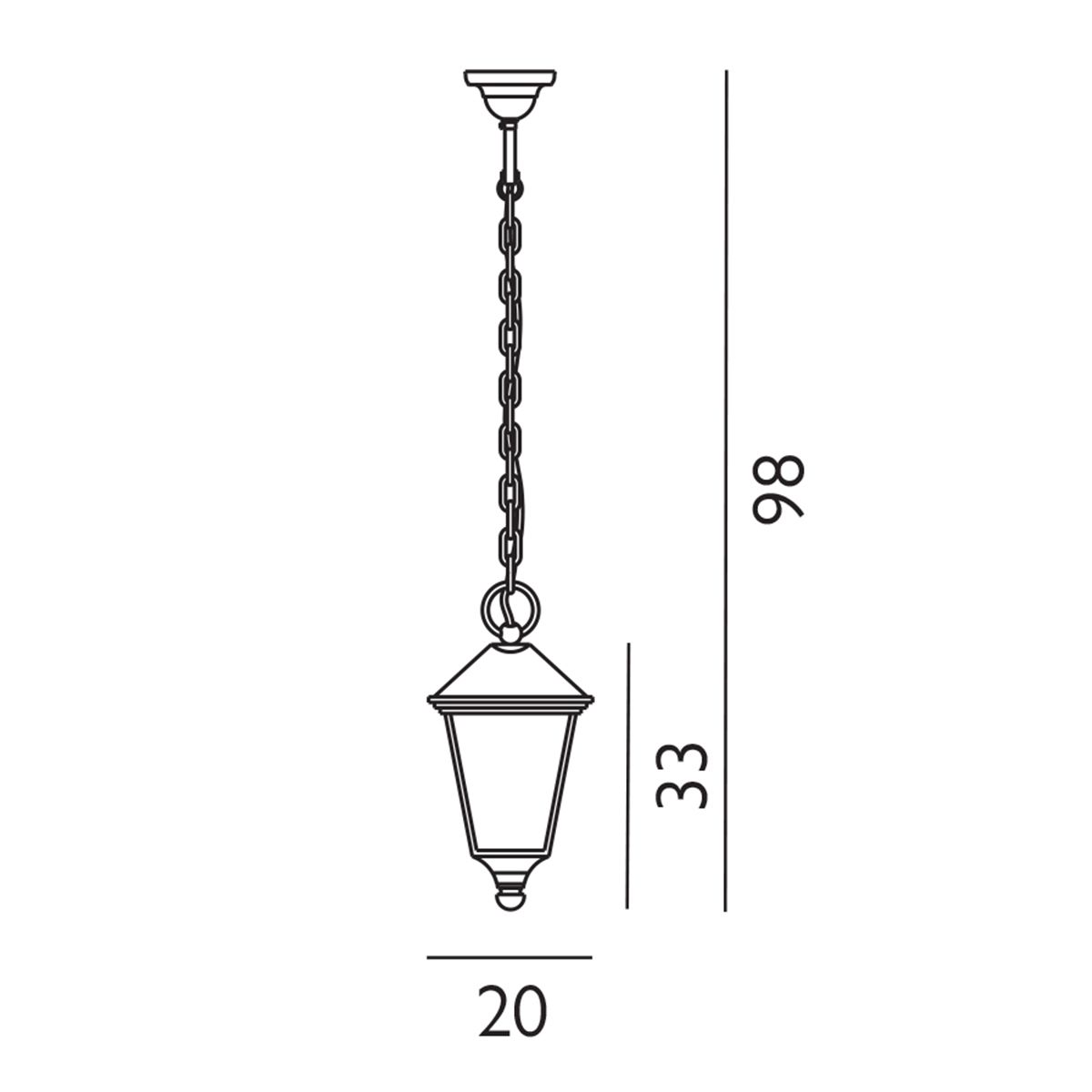 Turin 1 Light Chain Lantern - Black - Comet Lighting