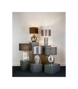 Tableau Smoked Ridged Detail Glass Table Lamp w/ Grey Shade