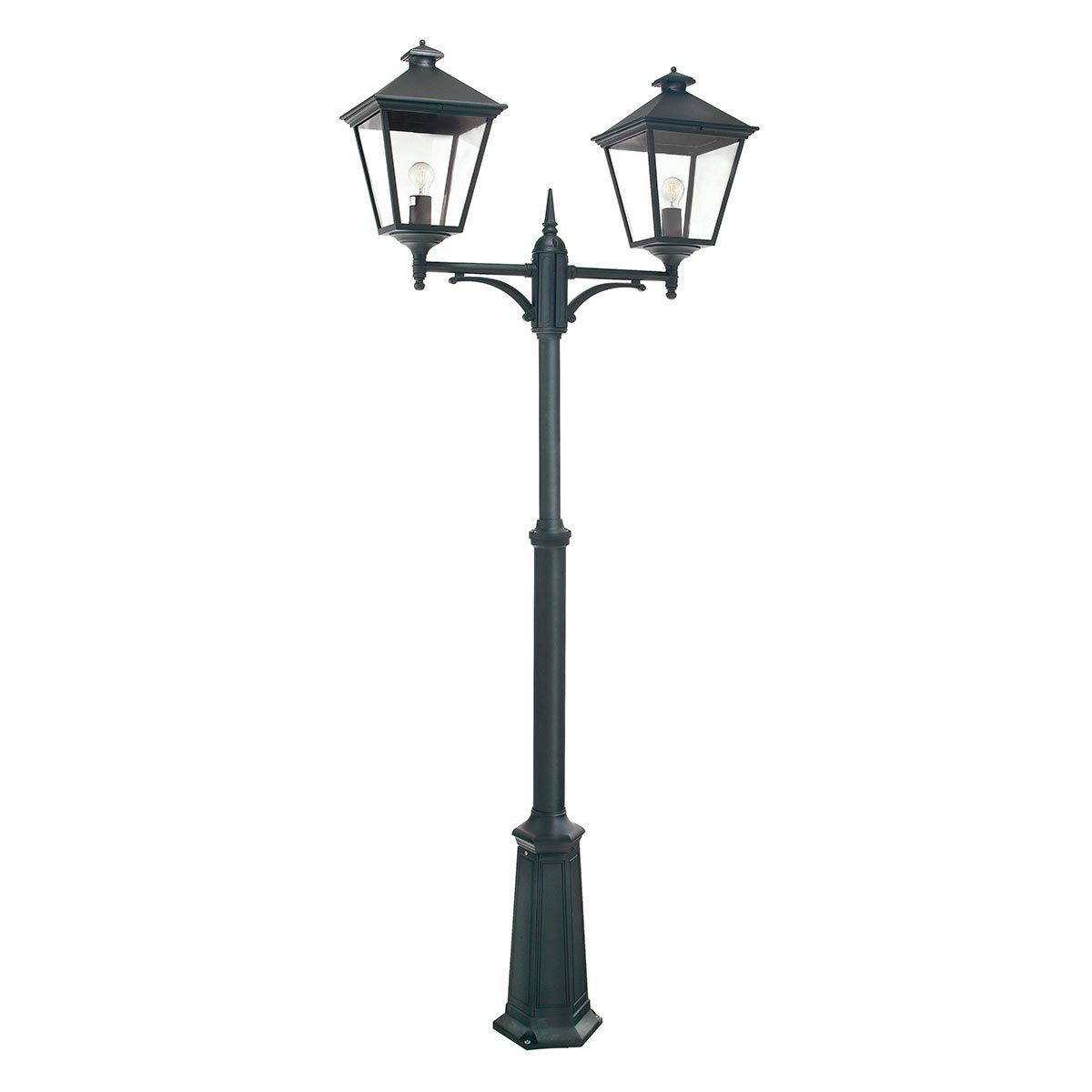 Turin Grande 2 Light Twin Lamp Post - Black - Comet Lighting