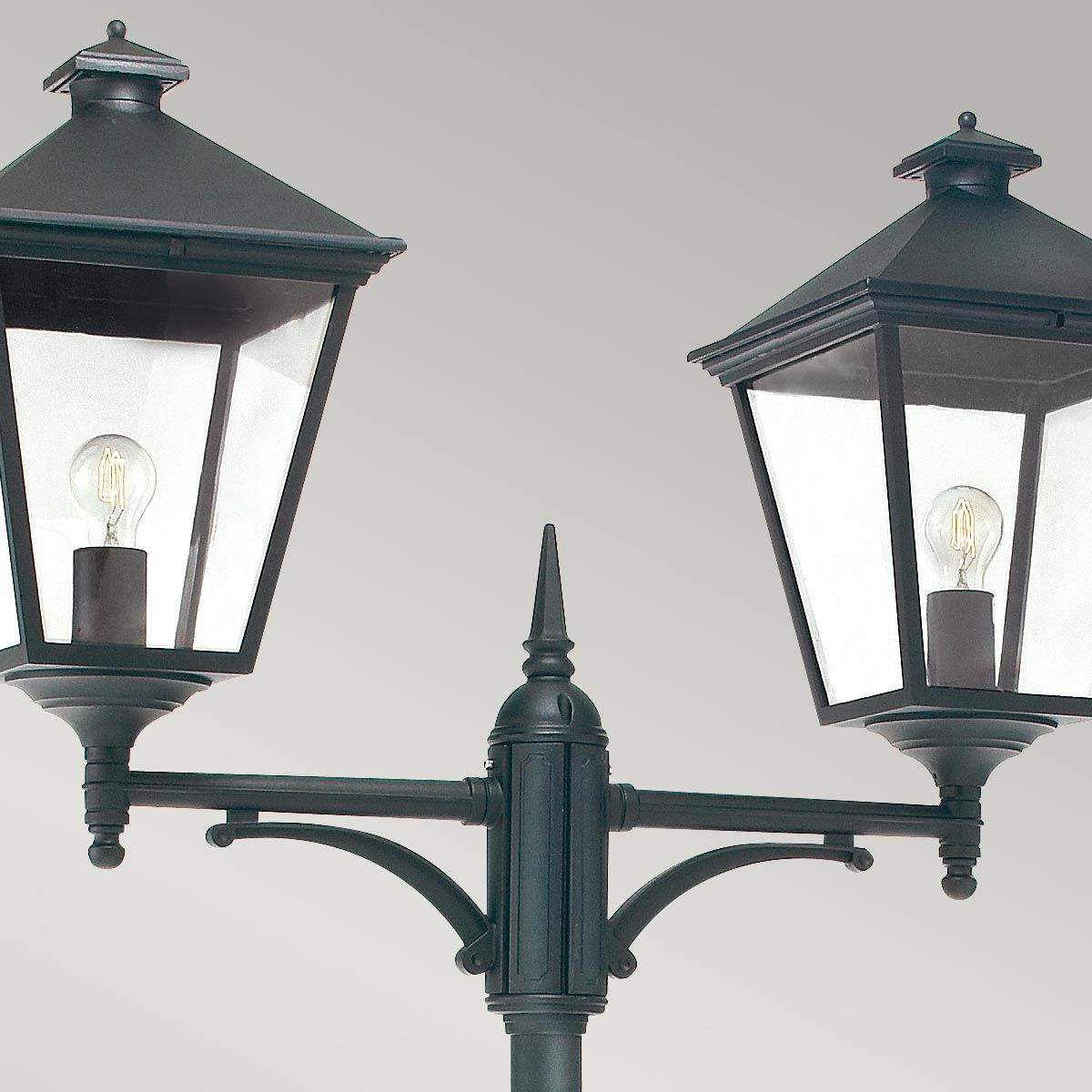 Turin Grande 2 Light Twin Lamp Post - Black - Comet Lighting