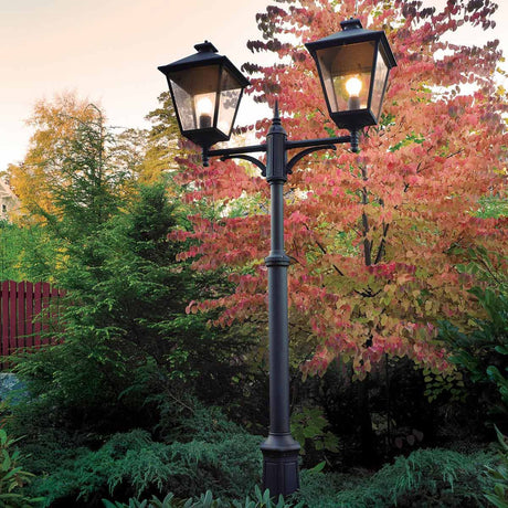 Turin Grande 2 Light Twin Lamp Post - Black - Comet Lighting