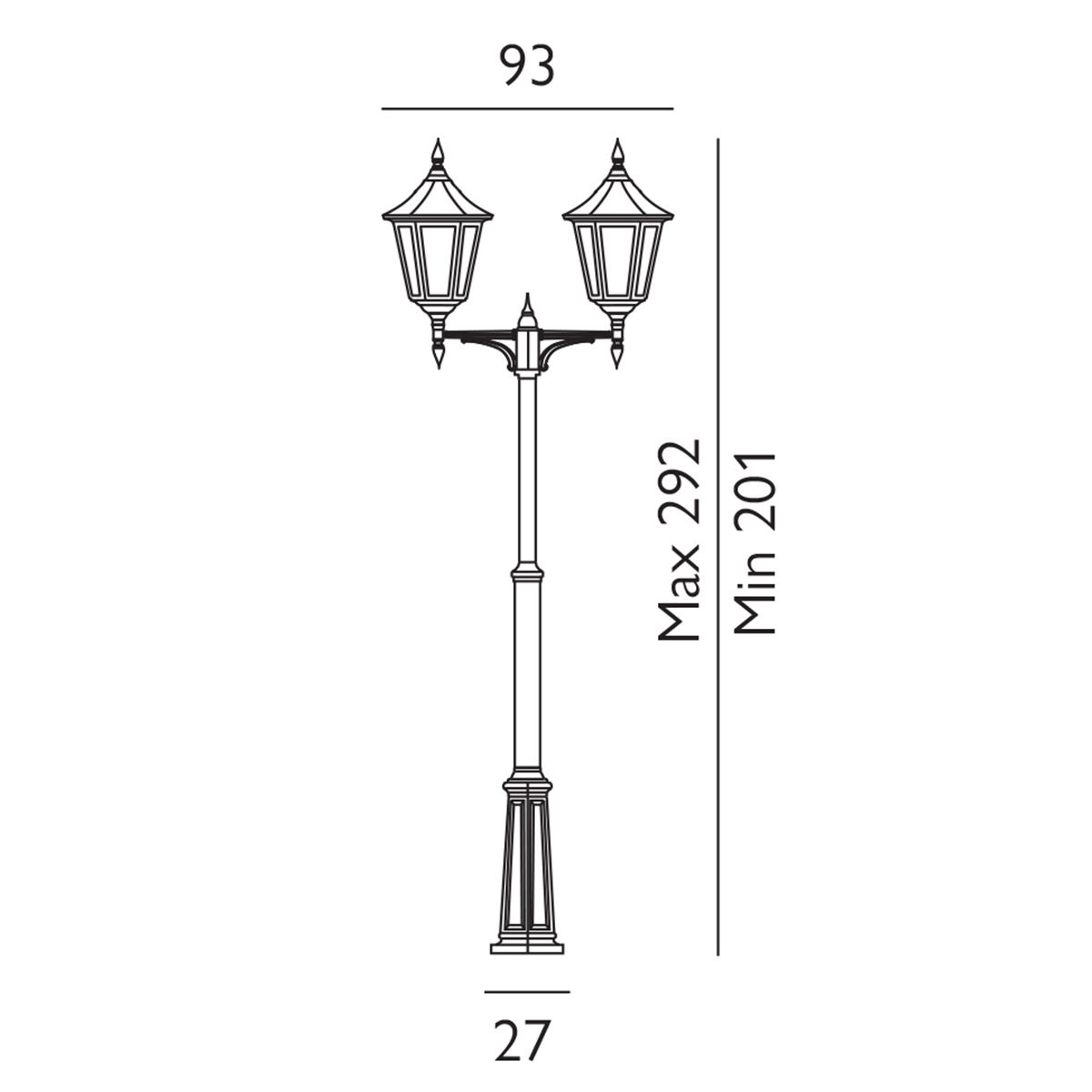 Valencia Grande 2 Light Twin Head Lamp Post - Comet Lighting