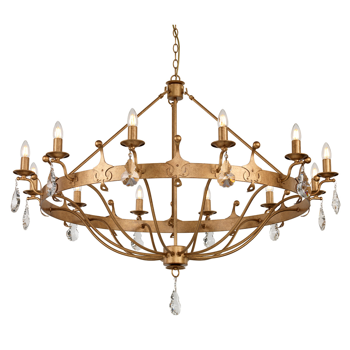 Windsor 12-Light Chandelier - Gold Patina - Comet Lighting