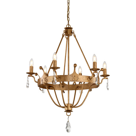 Windsor 6-Light Chandelier - Gold Patina - Comet Lighting