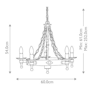 Warwick 5 Light Chandelier - Comet Lighting