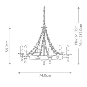Warwick 6 Light Chandelier - Comet Lighting