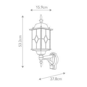 Wexford 1 Light Up Wall Lantern With PIR - Comet Lighting