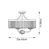 Elbe 3Lt Semi-flush Ceiling Light Bright Nickel Plate & Clear Cut Glass - Comet Lighting