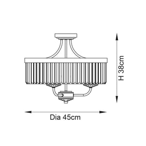 Elbe 3Lt Semi-flush Ceiling Light Bright Nickel Plate & Clear Cut Glass - Comet Lighting